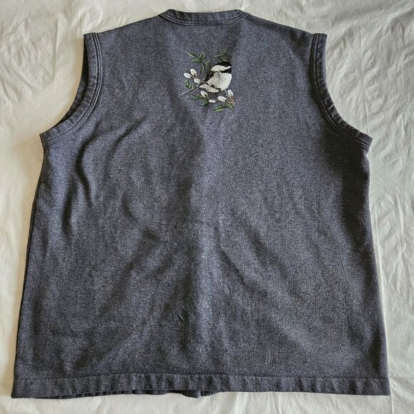 Northern Woods Clothing Co. Vest Womens M Gray V Neck Buttons Fleece Print VTG - Picture 10 of 10